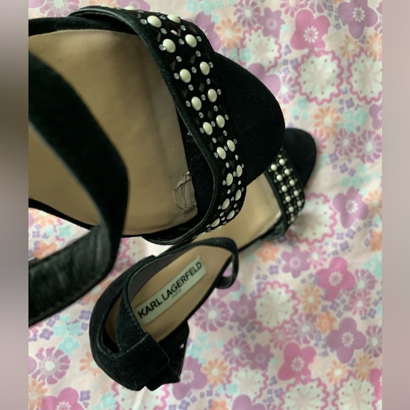 Karl Lagerfeld black suede strapped heels size 8.5? - Picture 11 of 16